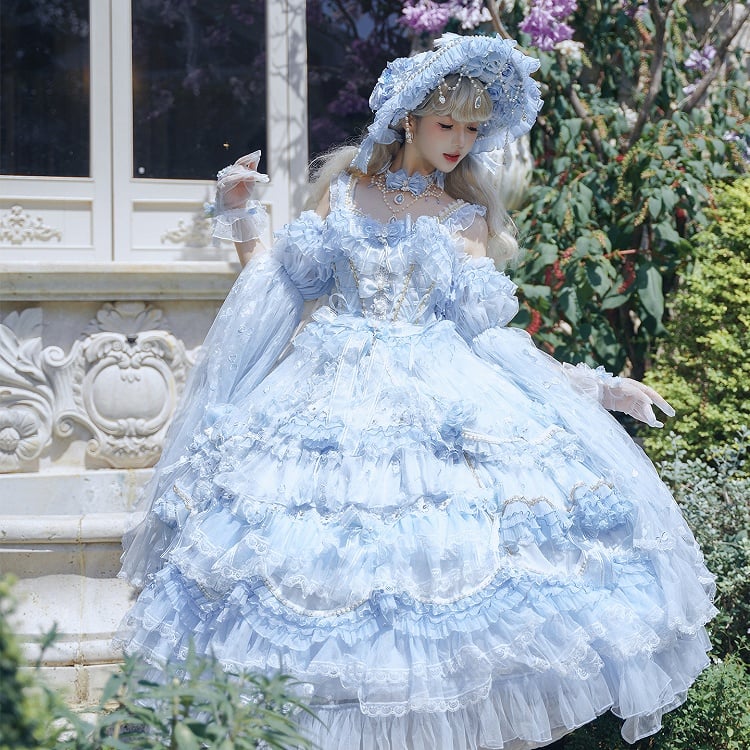 Dress Wedding Ankle Lolita Hanayome Sizes Hime Plus Blue Available Gorgeous Length