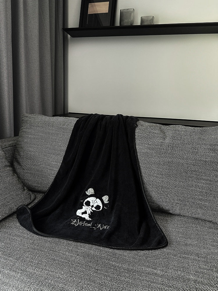 and Bath White Towel Grim Gothic Reaper Black