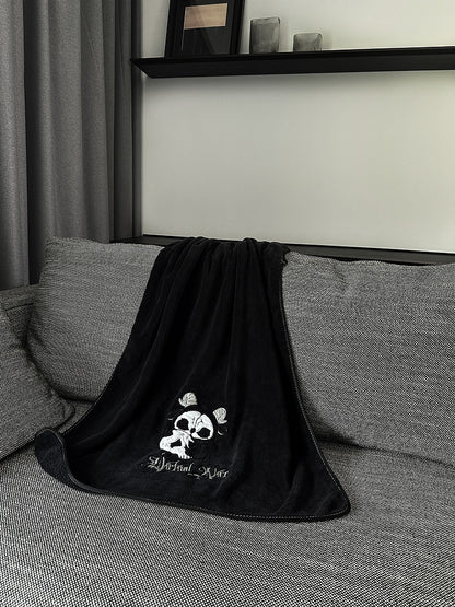 and Bath White Towel Grim Gothic Reaper Black