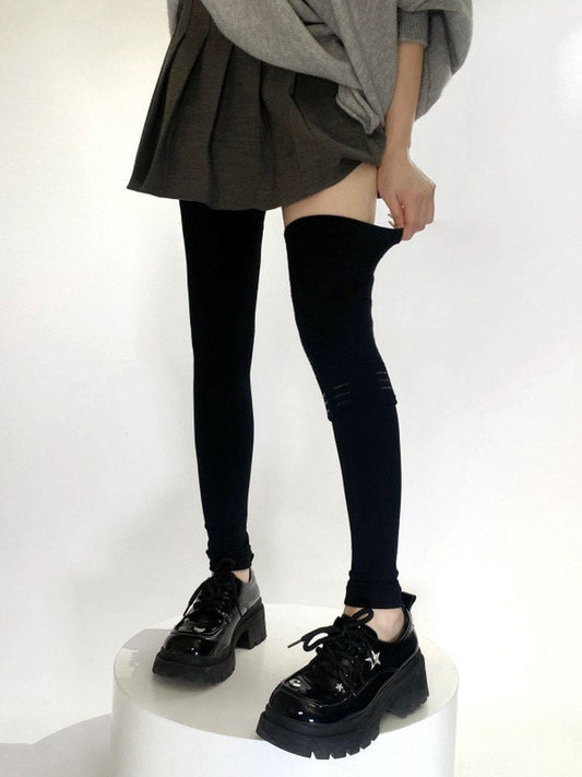Warmers Colors: (2 Silicone-Dot Over-Knee Black Non-Slip Leg