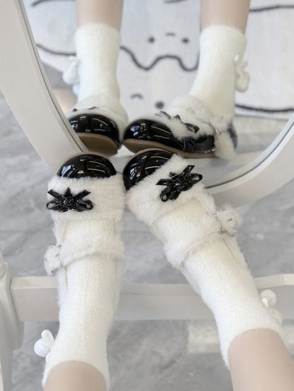 Star Flat Bow Sweet Accents Black with Shoes Lolita Snap