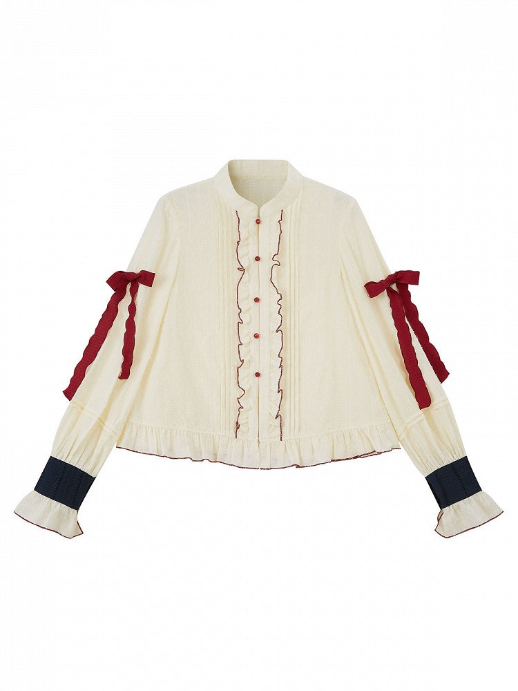 Chinese Style Apple Embroidery Outfit Set with Capelet - Zao Jing Ji