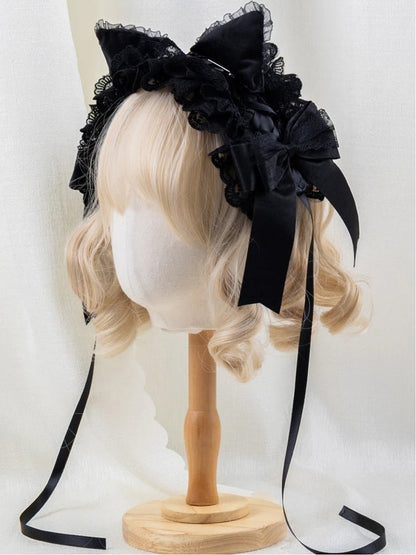 Cat Black Hairband Lace Ear Gothic