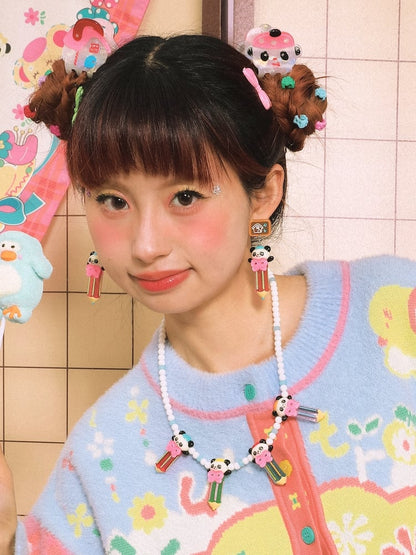 パンダの鉛筆デザインの耳クリップ