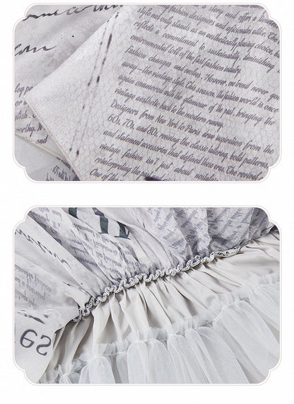 Newspaper Layered Handkerchief Skirt Elegant Dress Lolita Jumper Skirt
