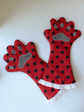 Red & Black Polka-Dot Cat Paw Gloves