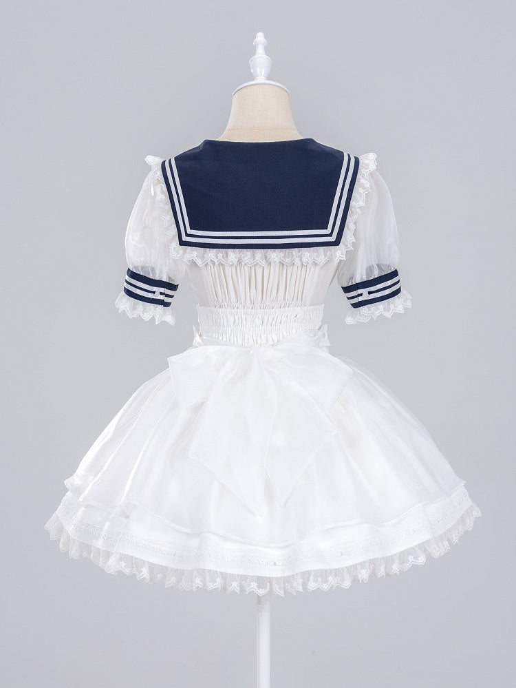 White Star Buttons High Waist Tenshi-kai Skirt with Flutter Shoulder Straps - DevilInspired Exclusive Collection