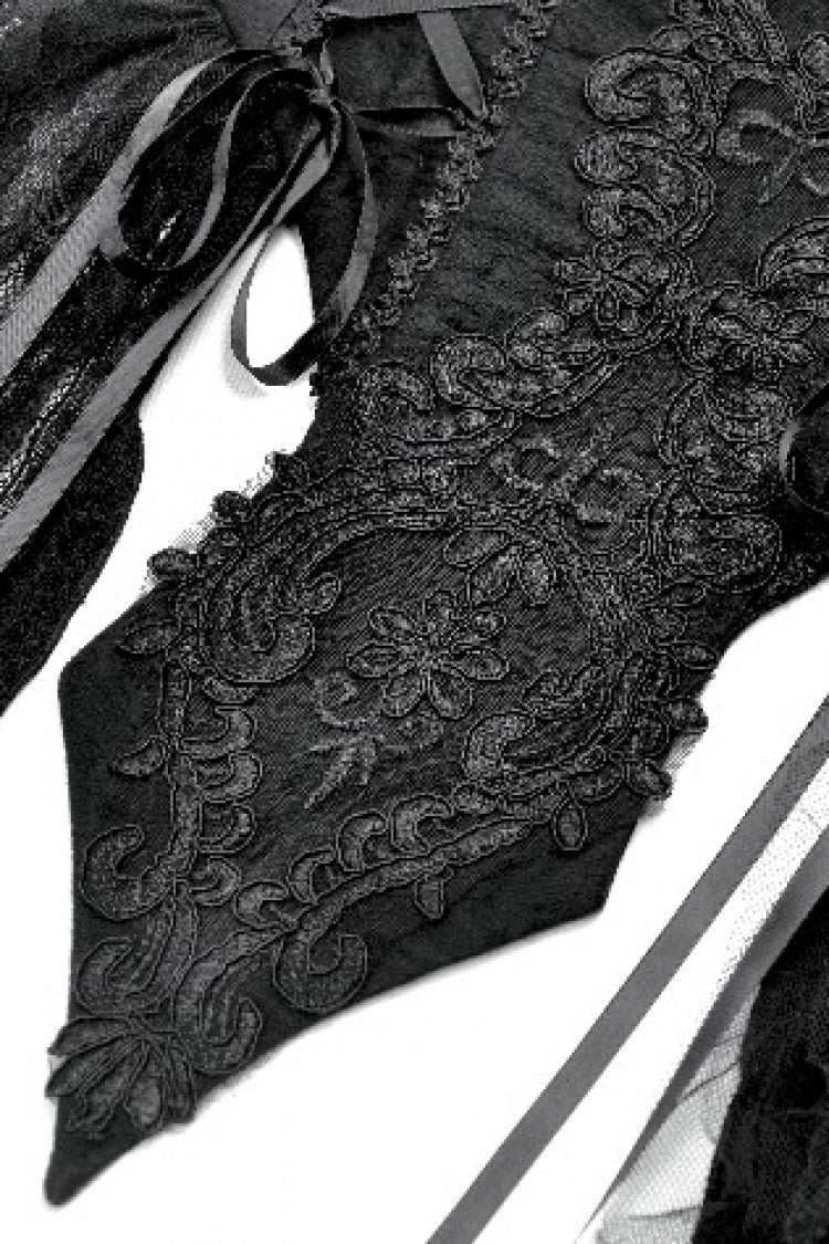 Black Floral Embroidered Lace Slip Dress Gothic Sleeveless