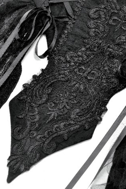 Black Floral Embroidered Lace Slip Dress Gothic Sleeveless