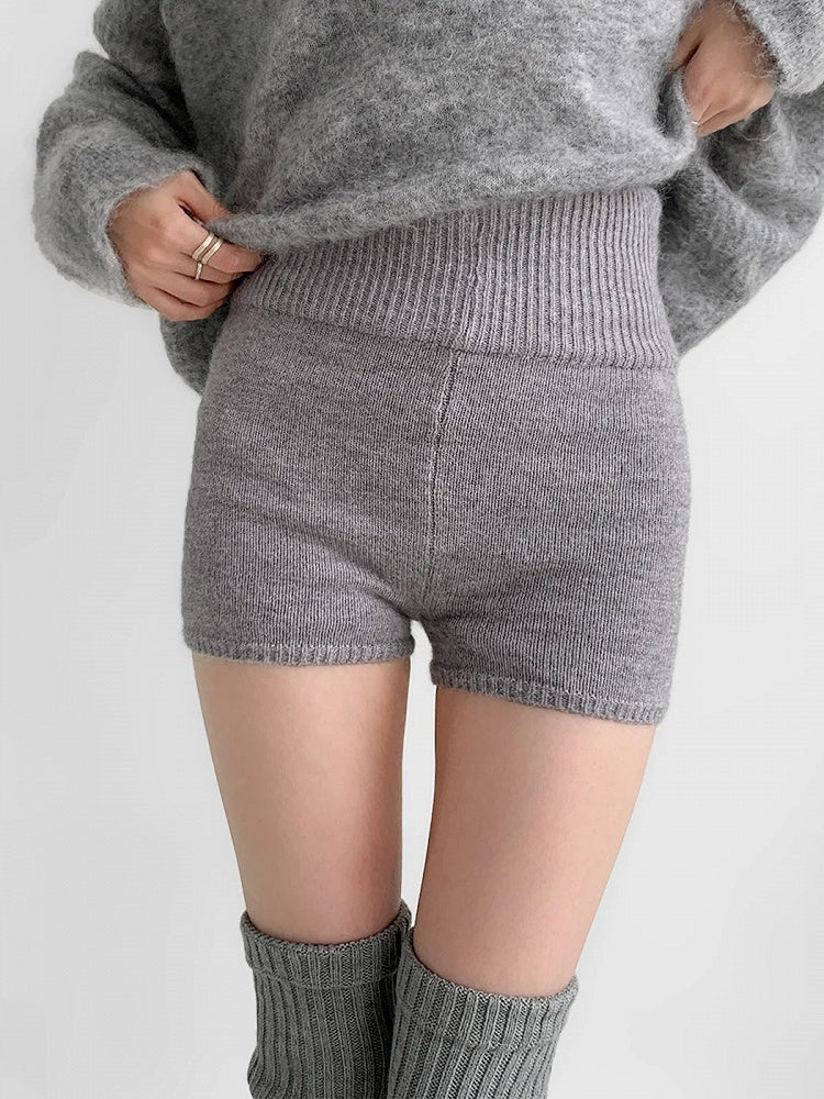 Colors) (3 Shorts Knit Waist Fold-Over