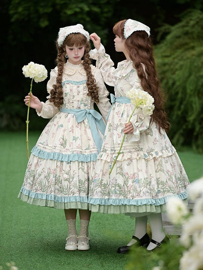 Skirt Bird Kei Lolita Jumper Print Natural Waist with Belt and Floral