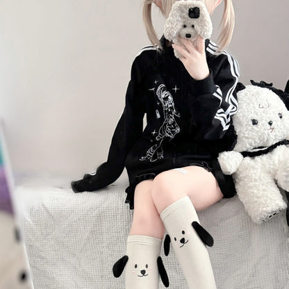 Weißer Plüsch-Rucksack mit Welpentasche