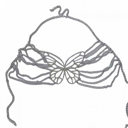 チェーンチェスト ギャルファッション バタフライ シルバー