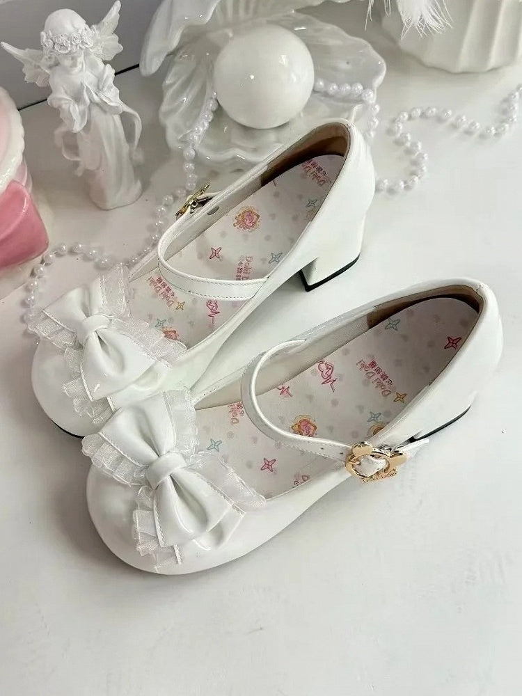 Mary with Round White Janes Bow Sweet Toe Lolita Mid-heel