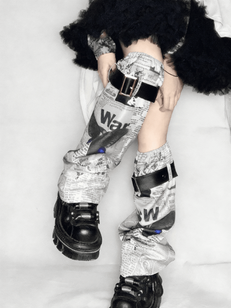 Print Butterfly Punk Magazine Leg Warmers