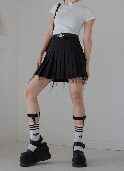 Frosch T-Shirt Crop Cheongsam Verfügbare Farben Knöpfe 5 Mandarin-Stil in mit Kragen -