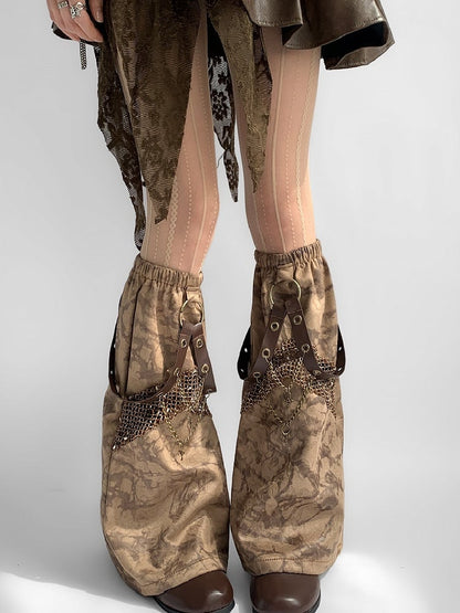 Punk And Belt Key Brown Wasteland Charm Leg Y2K Warmers