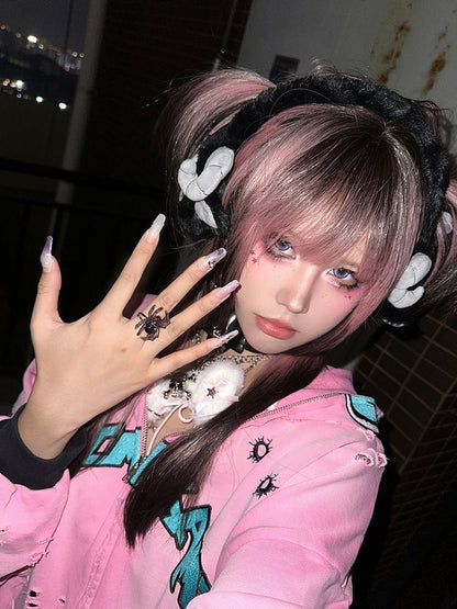 Black and White Grim Reaper Gothic Plush Ear Muffs