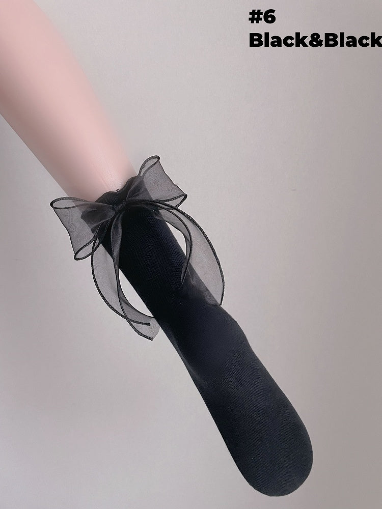 6つのオプション ビッグリボン ロリータ カーフ/アンクルソックス