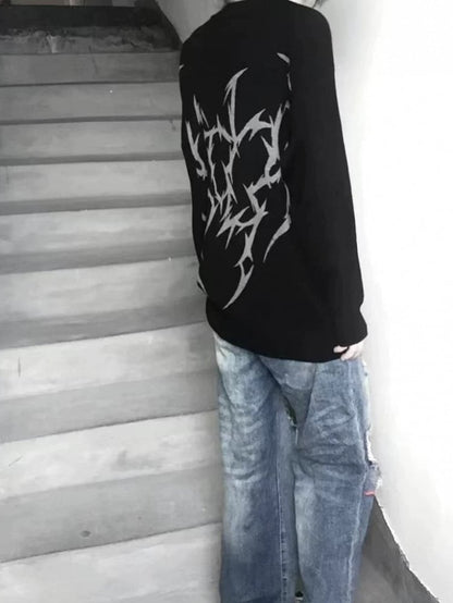 with Design Black Gothic Sweater Parasyte