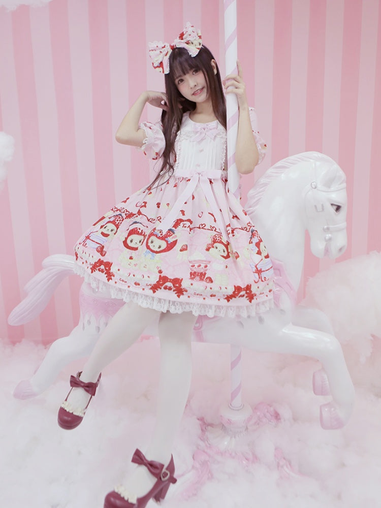 Sweet Lolita KC Pinke Spitzenborte mit großer Schleife