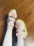 Lolita Light Bow with Shoes Snap Details Pink Hime Heart