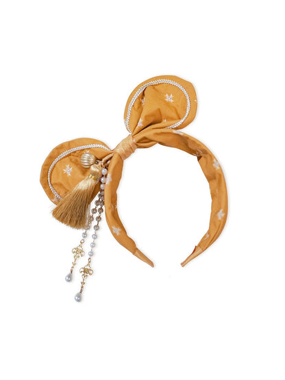 Ear-Shaped Bow Headpiece with Chain and Tassel Accents - Crucis Universal Tailor Company