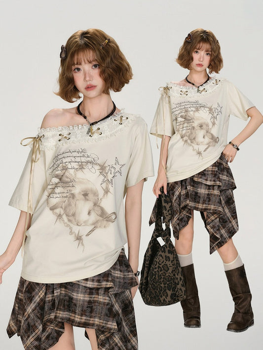 Vintage Lace Floral Retro Short-Sleeve Top - Girlyhalo