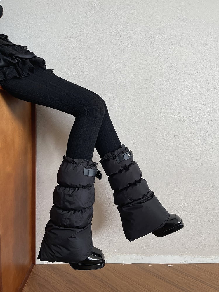 Tights Pattern Cable Knit Warm Black