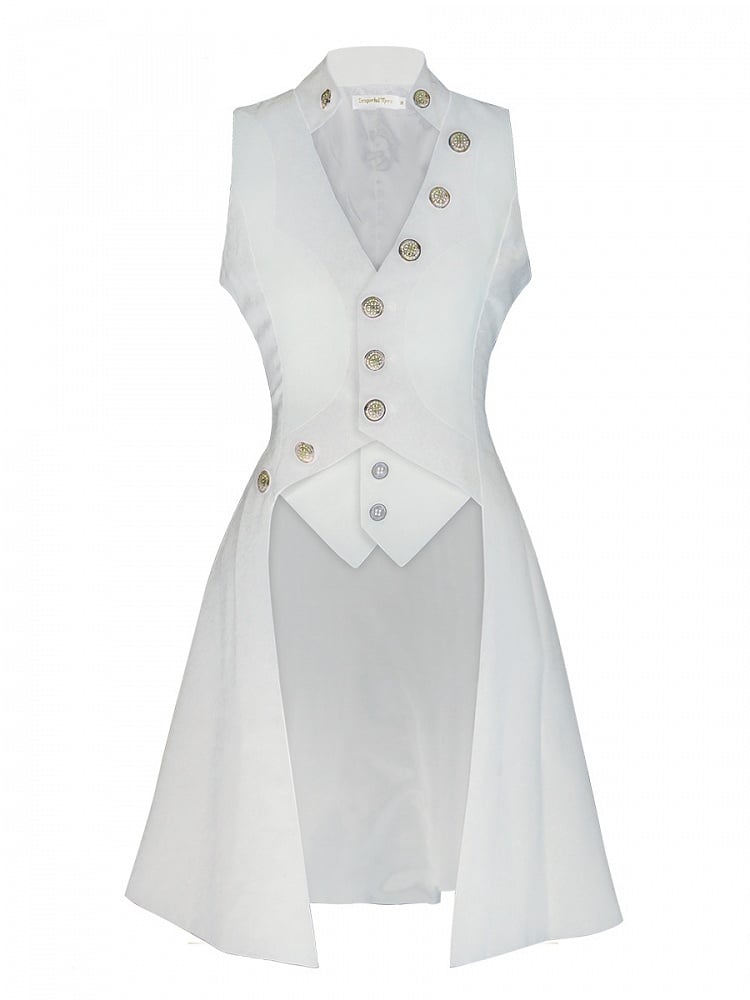 Lolita Waistcoat Design V-neck White Fake Ouji Two-pieces Long
