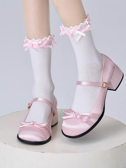 Socks 4 Cute Colors Calf Multi-Bowknot Decoration
