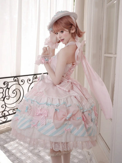 Pink & Blue Sweet Candy-themed Lolita JSK Dress - Meng Fu Zi