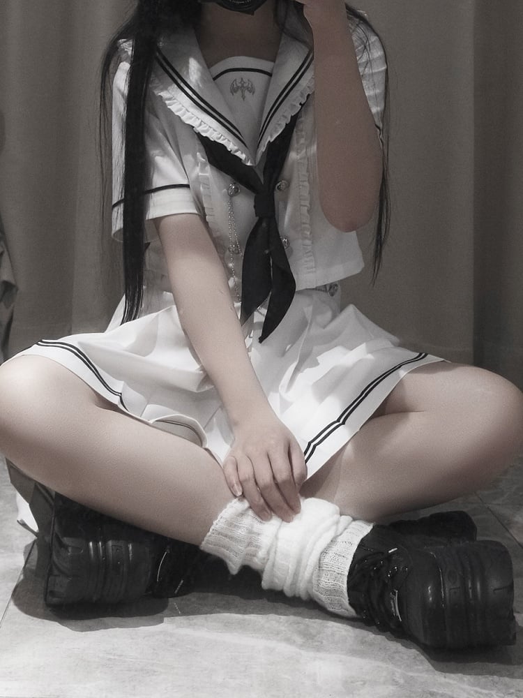 Style Top White Sailor Collar Preppy Sleeves JK Uniform Short/Long