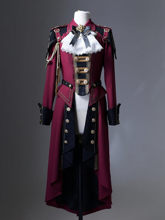 Black & Red Military Lolita Double-Breasted Coat