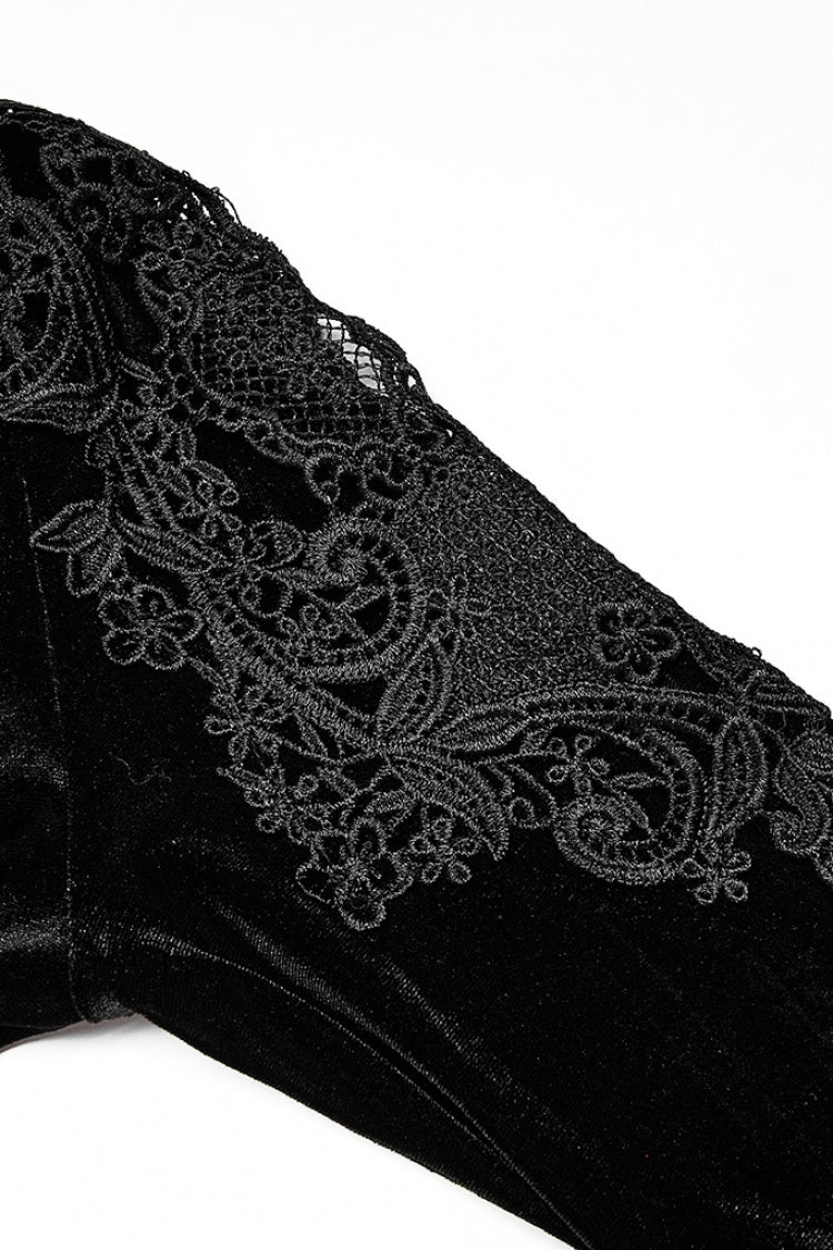 Black Long Sleeves Invisible Zipper High-Waisted Hollow Stitching Gothic Dress
