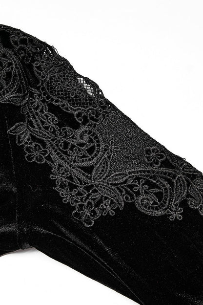 Black Long Sleeves Invisible Zipper High-Waisted Hollow Stitching Gothic Dress