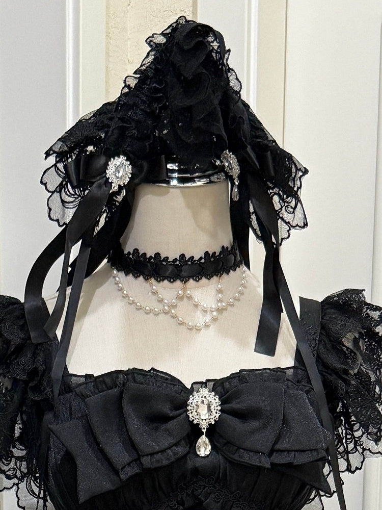 Lace Lolita Hairband Colors Bow Rhinestone 5