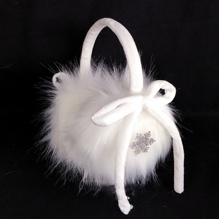 with Bow Plush Details Snowflake White Earmuffs