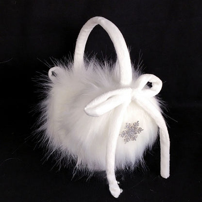with Bow Plush Details Snowflake White Earmuffs