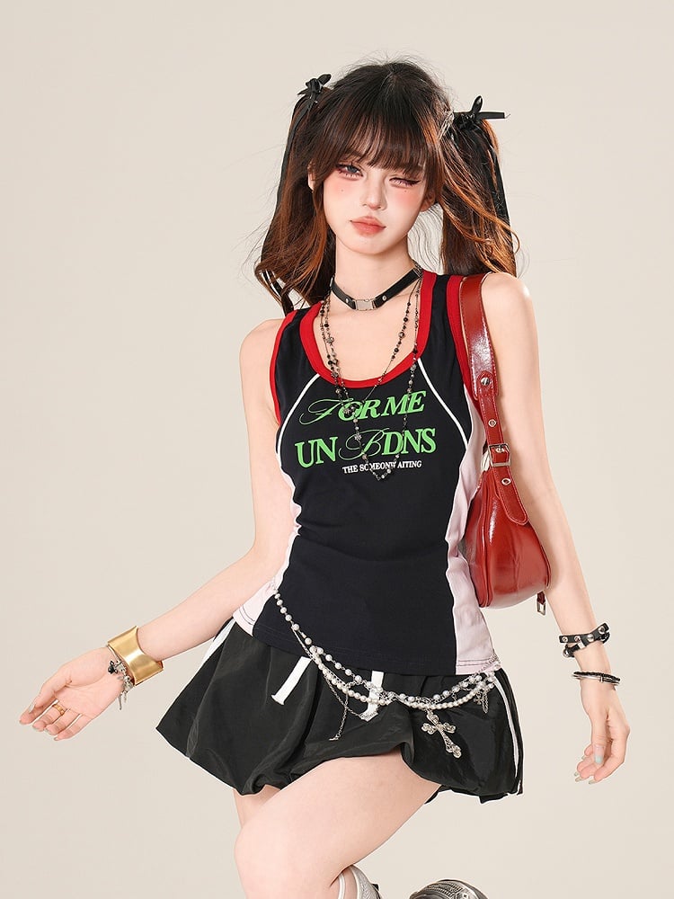 Bubble Skirt Black Drawstring Waist Mini