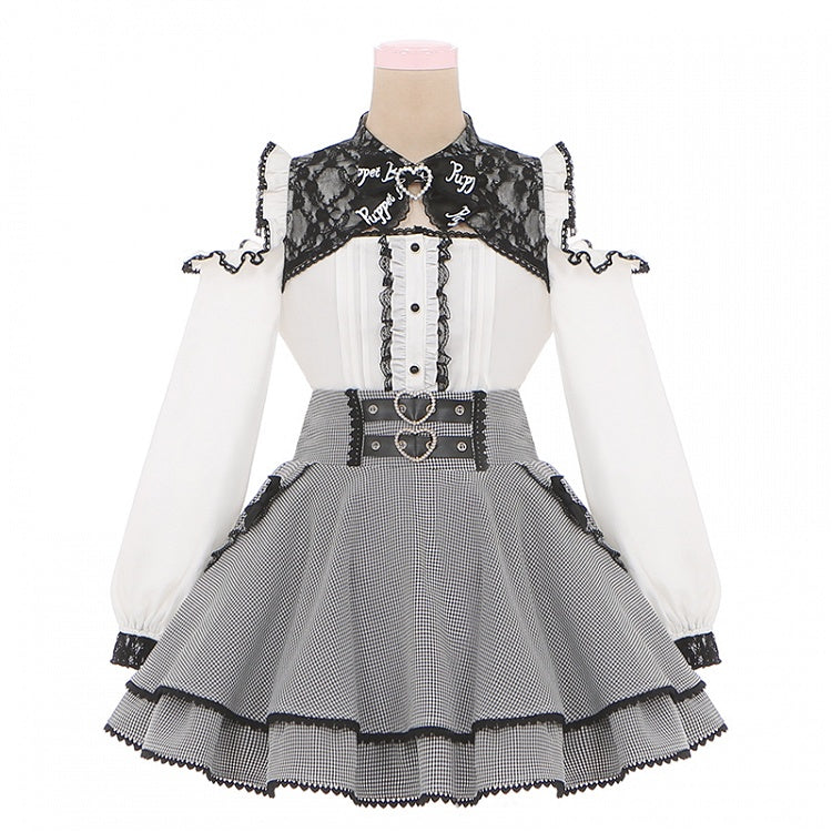 ホワイトレーストリムカットアウトショルダージライケイブラウス