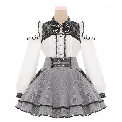 ホワイトレーストリムカットアウトショルダージライケイブラウス