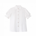 Puff Sleeves Blouse with Pleating Details White