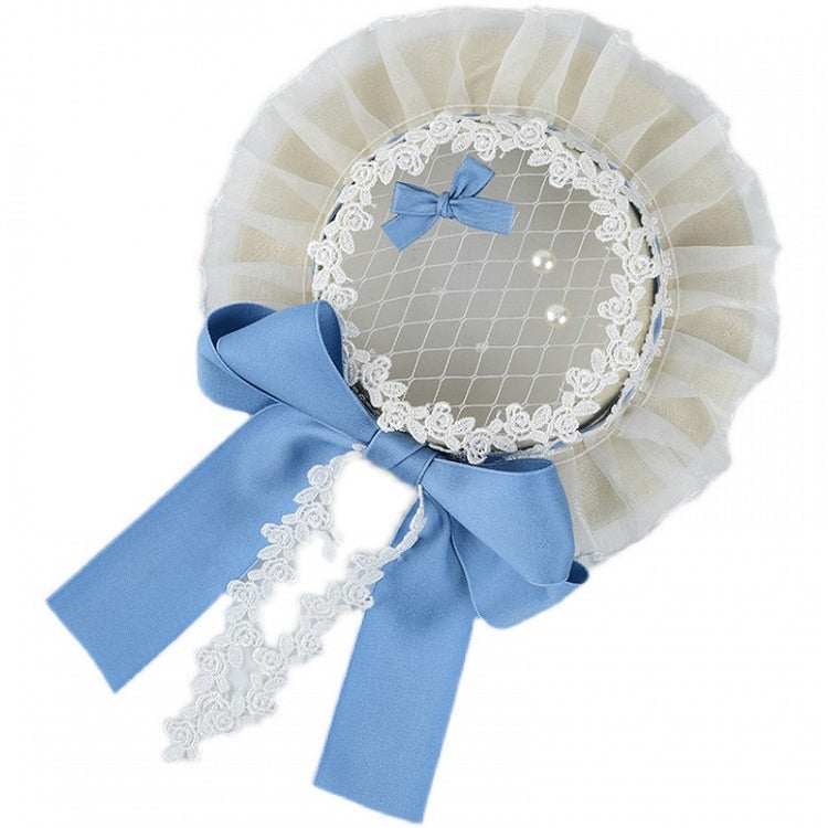 White Bow Clips Mini Lolita Blue Pearl Hat With