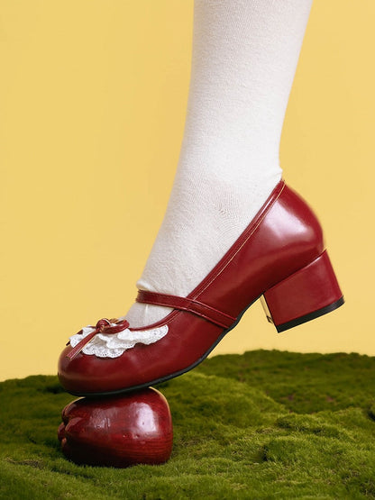 Runde Schleife Rote Spitze Janes Akzent Mary Heels Toe Trim 2,2 CM/4,3 CM Geknotet