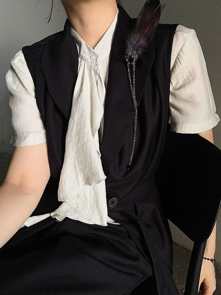 Cascading Prince Short Ruffle Light - Ouji Accents Asymmetrical Hem Shirt Sleeves Green