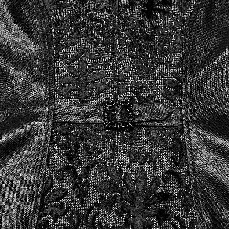 White Men's Palace Embroidered Goth Waistcoat Black