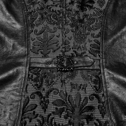 White Men's Palace Embroidered Goth Waistcoat Black