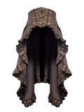 Schleppe Saum Braun Rüschen Plaid Dunkel Muster Steampunk