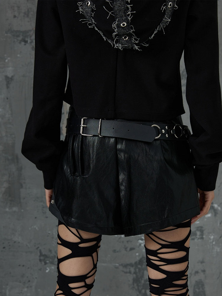 PU-Gürtel mit Handschellen-Detail und Nieten, Schwarz, Punk